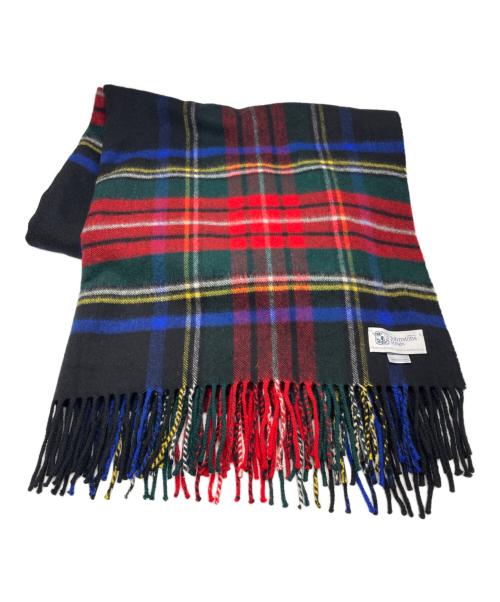 JOHNSTONS OF ELGIN（ジョンストンズオブエルガン）JOHNSTONS OF ELGIN (ジョンストンズオブエルガン) チェックカシミヤ大判ストール ブラックの古着・服飾アイテム