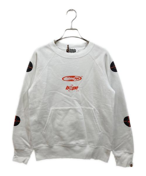 A BATHING APE（ア ベイシング エイプ）A BATHING APE (ア ベイシング エイプ) BAPE MANHUNT CREWNECK ホワイト サイズ:Sの古着・服飾アイテム