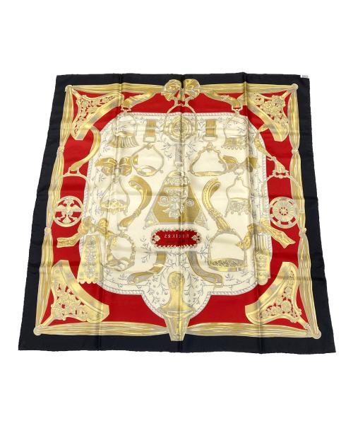 HERMES（エルメス）HERMES (エルメス) カレ90 ブラック×レッドの古着・服飾アイテム