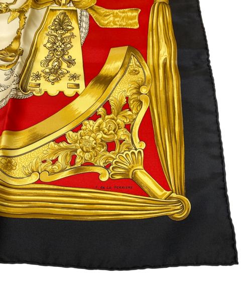 HERMES（エルメス）HERMES (エルメス) カレ90 ブラック×レッドの古着・服飾アイテム