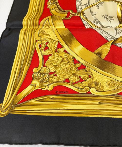 HERMES（エルメス）HERMES (エルメス) カレ90 ブラック×レッドの古着・服飾アイテム