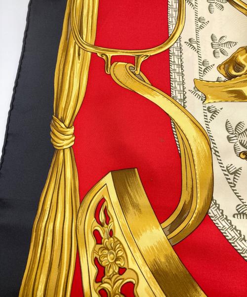 HERMES（エルメス）HERMES (エルメス) カレ90 ブラック×レッドの古着・服飾アイテム