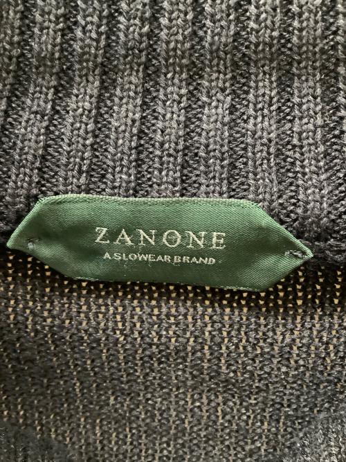 Zanone（ザノーネ）Zanone (ザノーネ) 812218/Z1337　7ゲージリネンコットンソリッドスタンドカラーニットカーディガン ネイビー サイズ:50の古着・服飾アイテム