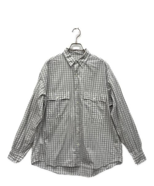 Porter Classic（ポータークラシック）Porter Classic (ポータークラシック) Roll up シャツ グレー×ホワイト サイズ:Mの古着・服飾アイテム