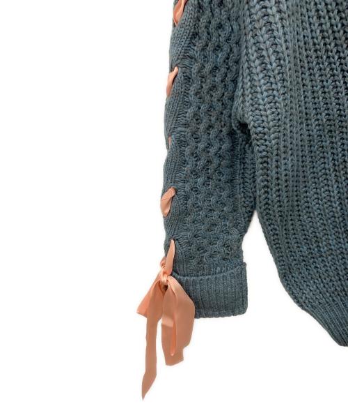 PAMEO POSE（パメオポーズ）PAMEO POSE (パメオポーズ) Ribbon Stitch Knit ブルー サイズ:Fの古着・服飾アイテム