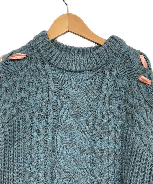 PAMEO POSE（パメオポーズ）PAMEO POSE (パメオポーズ) Ribbon Stitch Knit ブルー サイズ:Fの古着・服飾アイテム