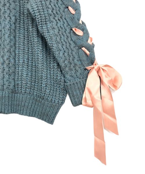 PAMEO POSE（パメオポーズ）PAMEO POSE (パメオポーズ) Ribbon Stitch Knit ブルー サイズ:Fの古着・服飾アイテム