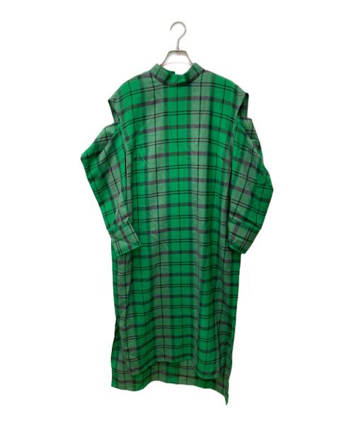 LE PHIL（ル フィル）LE PHIL (ル フィル) ドライウールチェックワンピース グリーン サイズ:1の古着・服飾アイテム