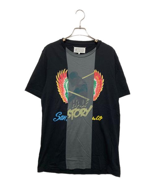 Maison Margiela（メゾンマルジェラ）Maison Margiela (メゾンマルジェラ) 再構築プリントTシャツ ブラック サイズ:48の古着・服飾アイテム