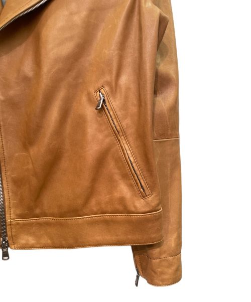 BRUNELLO CUCINELLI（ブルネロクチネリ）BRUNELLO CUCINELLI (ブルネロクチネリ) ラムレザー ダブル ライダースジャケット ブラウン サイズ:XSの古着・服飾アイテム