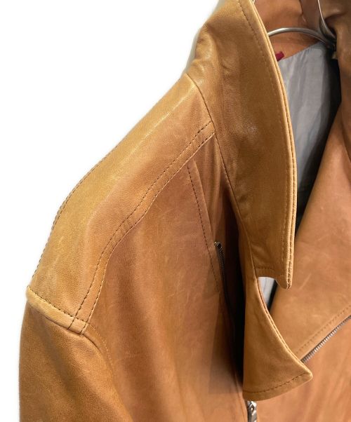 BRUNELLO CUCINELLI（ブルネロクチネリ）BRUNELLO CUCINELLI (ブルネロクチネリ) ラムレザー ダブル ライダースジャケット ブラウン サイズ:XSの古着・服飾アイテム