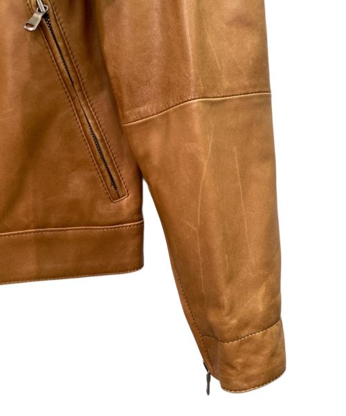 BRUNELLO CUCINELLI（ブルネロクチネリ）BRUNELLO CUCINELLI (ブルネロクチネリ) ラムレザー ダブル ライダースジャケット ブラウン サイズ:XSの古着・服飾アイテム