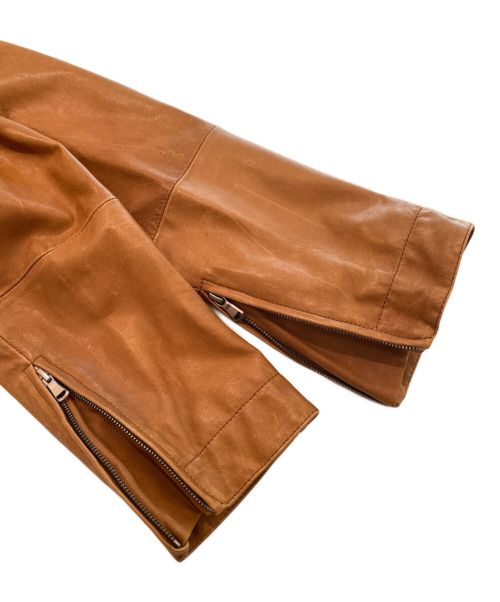 BRUNELLO CUCINELLI（ブルネロクチネリ）BRUNELLO CUCINELLI (ブルネロクチネリ) ラムレザー ダブル ライダースジャケット ブラウン サイズ:XSの古着・服飾アイテム