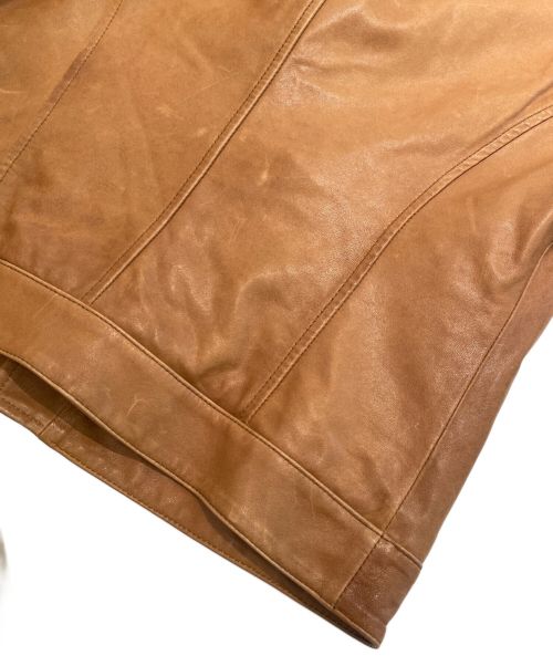 BRUNELLO CUCINELLI（ブルネロクチネリ）BRUNELLO CUCINELLI (ブルネロクチネリ) ラムレザー ダブル ライダースジャケット ブラウン サイズ:XSの古着・服飾アイテム