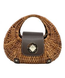 Kate Spade（ケイトスペード）の古着「バスケットストローハンドバッグ」｜ブラウン