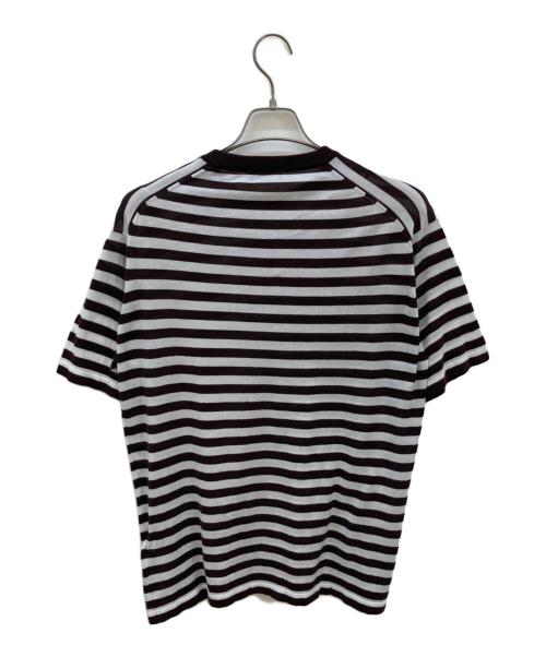 JOHN SMEDLEY（ジョンスメドレー）JOHN SMEDLEY (ジョンスメドレー) 半袖ボーダーコットンニット ブラウン×ホワイト サイズ:Mの古着・服飾アイテム