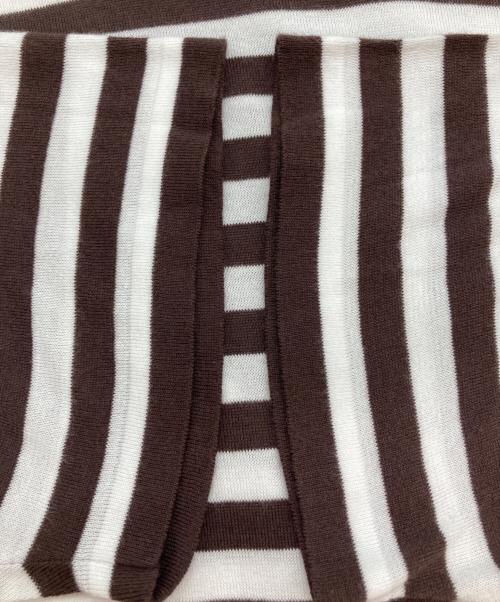 JOHN SMEDLEY（ジョンスメドレー）JOHN SMEDLEY (ジョンスメドレー) 半袖ボーダーコットンニット ブラウン×ホワイト サイズ:Mの古着・服飾アイテム