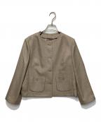 ANAYIアナイ）の古着「リネン調バスケットノーカラージャケット」｜ベージュ