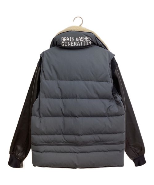 UNDERCOVER（アンダーカバー）UNDERCOVER (アンダーカバー) High Neck Arm Leather Boa Blouson（ハイネックアームレザーボアブルゾン） グレー×ブラック サイズ:1の古着・服飾アイテム