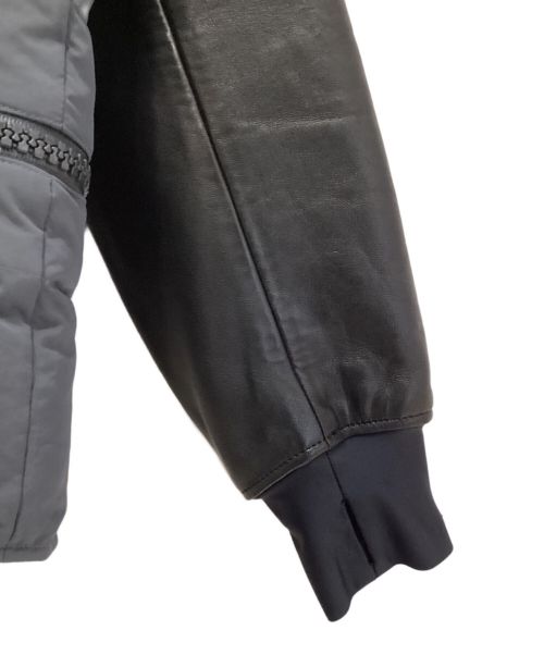 UNDERCOVER（アンダーカバー）UNDERCOVER (アンダーカバー) High Neck Arm Leather Boa Blouson（ハイネックアームレザーボアブルゾン） グレー×ブラック サイズ:1の古着・服飾アイテム