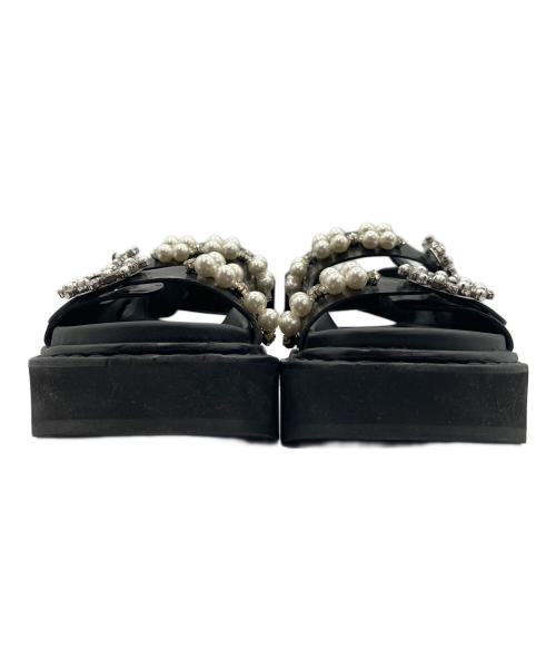 Simone Rocha（シモーネ ロシャ）Simone Rocha (シモーネ ロシャ) ビジュートリムレザーサンダル ブラック サイズ:36の古着・服飾アイテム