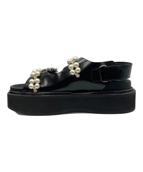 Simone Rocha（シモーネ ロシャ）Simone Rocha (シモーネ ロシャ) ビジュートリムレザーサンダル ブラック サイズ:36の古着・服飾アイテム