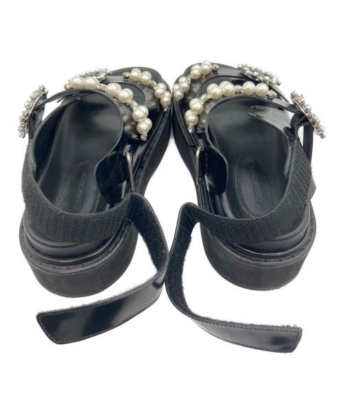 Simone Rocha（シモーネ ロシャ）Simone Rocha (シモーネ ロシャ) ビジュートリムレザーサンダル ブラック サイズ:36の古着・服飾アイテム