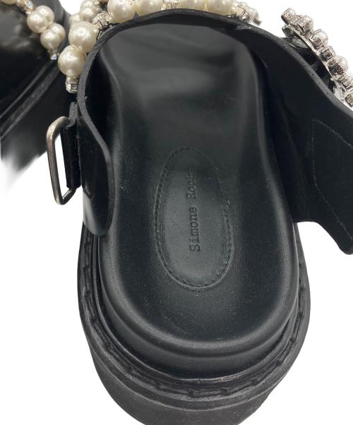 Simone Rocha（シモーネ ロシャ）Simone Rocha (シモーネ ロシャ) ビジュートリムレザーサンダル ブラック サイズ:36の古着・服飾アイテム