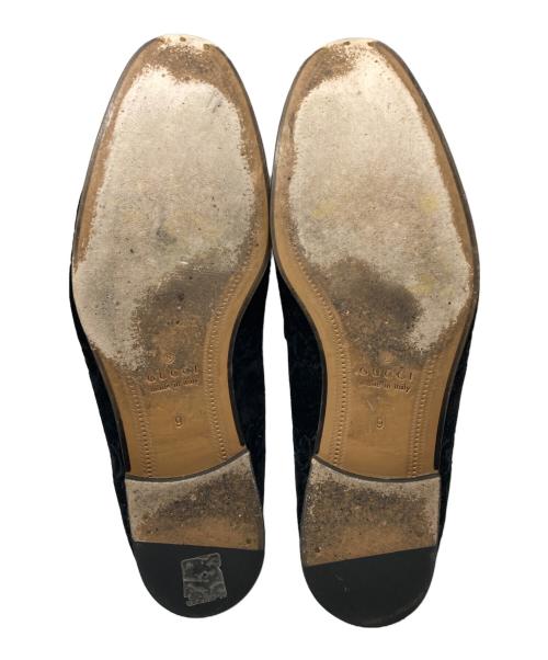 GUCCI（グッチ）GUCCI (グッチ) GGホースビット ベロア ローファー ブラック サイズ:9の古着・服飾アイテム