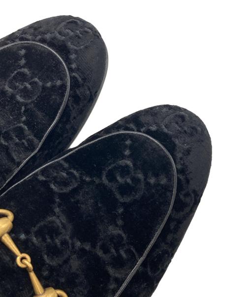 GUCCI（グッチ）GUCCI (グッチ) GGホースビット ベロア ローファー ブラック サイズ:9の古着・服飾アイテム