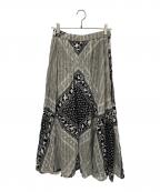 sara mallikaサラマリカ）の古着「Cotton Block Pattern Skirt」｜グレー×ブラック