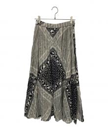 sara mallika（サラマリカ）の古着「Cotton Block Pattern Skirt」｜グレー×ブラック