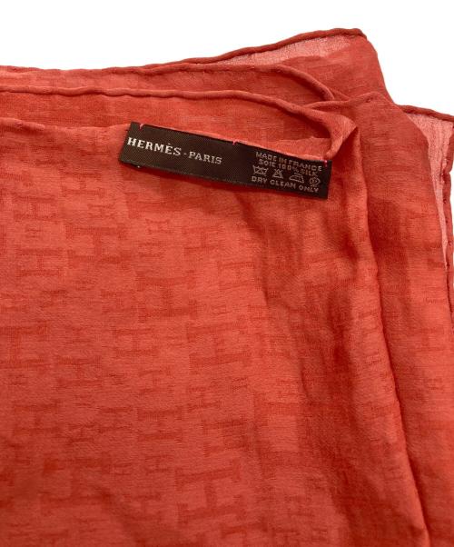 HERMES（エルメス）HERMES (エルメス) Hロゴシルクスカーフ オレンジの古着・服飾アイテム