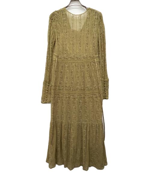 FRAY ID（フレイ アイディー）FRAY ID (フレイ アイディー) ティアードレースワンピース イエロー サイズ:1の古着・服飾アイテム