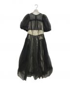 Lily Brownリリーブラウン）の古着「ボリュームチュールドレス」｜ブラック×ベージュ