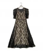 FRAY IDフレイ アイディー）の古着「リーフレースパイピングドレス」｜ブラック×ベージュ