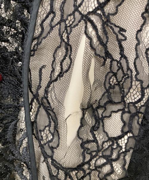 FRAY ID（フレイ アイディー）FRAY ID (フレイ アイディー) リーフレースパイピングドレス ブラック×ベージュの古着・服飾アイテム