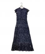 FRAY IDフレイ アイディー）の古着「シフォンプリーツプリントワンピース」｜ネイビー
