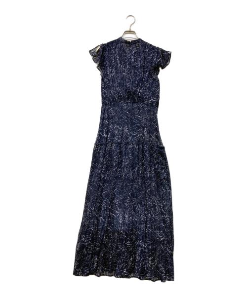 FRAY ID（フレイ アイディー）FRAY ID (フレイ アイディー) シフォンプリーツプリントワンピース ネイビー サイズ:1の古着・服飾アイテム