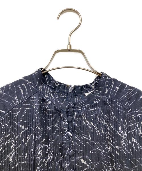 FRAY ID（フレイ アイディー）FRAY ID (フレイ アイディー) シフォンプリーツプリントワンピース ネイビー サイズ:1の古着・服飾アイテム