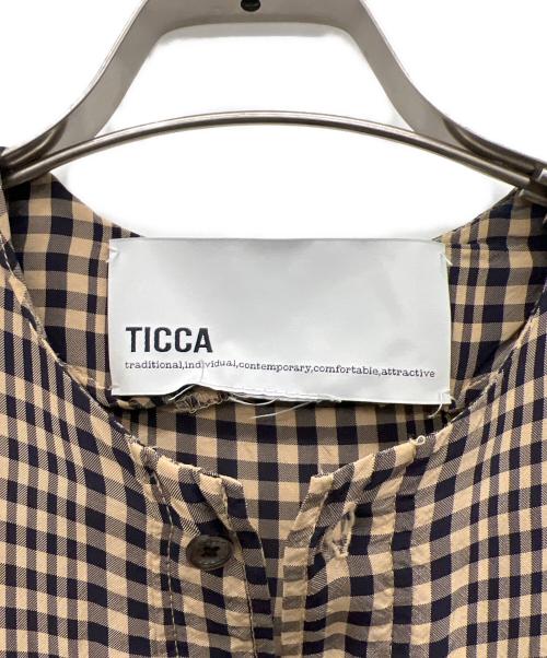 ticca（ティッカ）ticca (ティッカ) ノーカラーラグランシャツワンピース ライトブラウン サイズ:FREEの古着・服飾アイテム