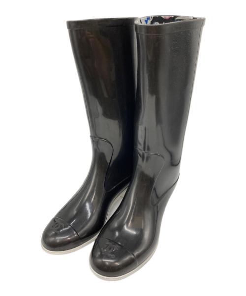 CHANEL（シャネル）CHANEL (シャネル) バイカラーレインブーツ ブラック サイズ:36の古着・服飾アイテム