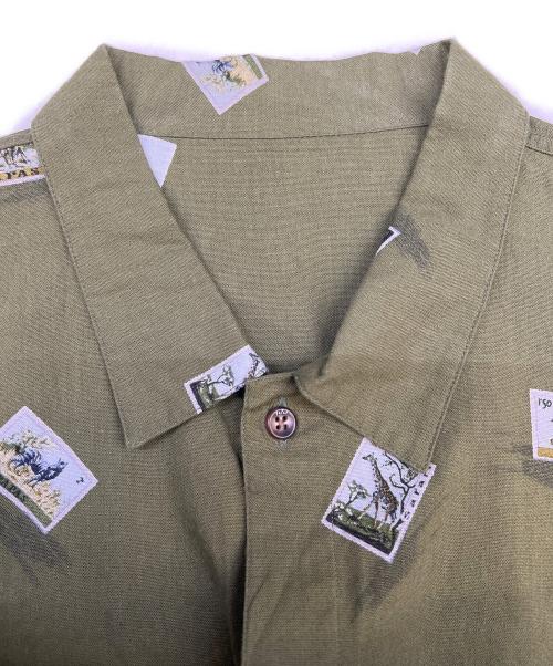 PAPAS（パパス）PAPAS (パパス) 総柄シャツ カーキ サイズ:ⅬⅬの古着・服飾アイテム