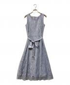 LAURA ASHLEYローラ アシュレイ）の古着「総レースノースリーブワンピース」｜スカイブルー