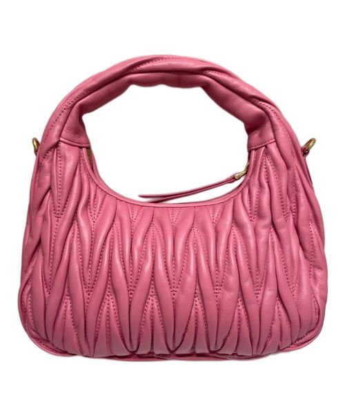 MIU MIU（ミュウミュウ）MIU MIU (ミュウミュウ) ワンダー マテラッセ レザー ホーボーバッグ ピンク サイズ:Sの古着・服飾アイテム