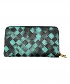 BOTTEGA VENETAボッテガベネタ）の古着「イントレチャート ラージ フラップウォレット 742936V2YO13940」｜ライトグリーン×ブラック