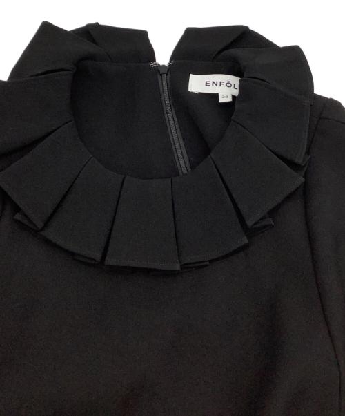 ENFOLD（エンフォルド）ENFOLD (エンフォルド) NECK-PLEATS DRESS ブラック サイズ:38の古着・服飾アイテム
