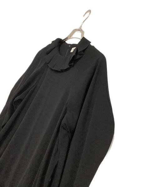 ENFOLD（エンフォルド）ENFOLD (エンフォルド) NECK-PLEATS DRESS ブラック サイズ:38の古着・服飾アイテム