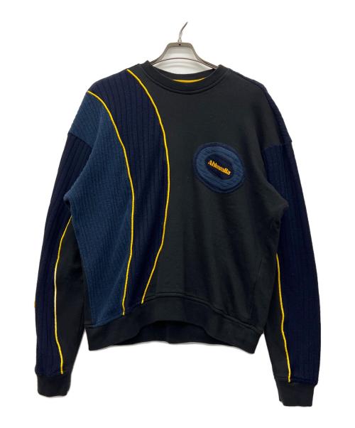 Ahluwalia（アウルワリア）Ahluwalia (アウルワリア) The Curve Knit Crewneck ブラック×ネイビー サイズ:Lの古着・服飾アイテム