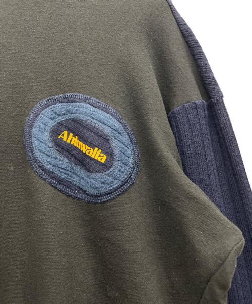 Ahluwalia（アウルワリア）Ahluwalia (アウルワリア) The Curve Knit Crewneck ブラック×ネイビー サイズ:Lの古着・服飾アイテム